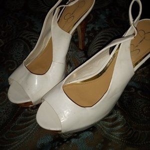 Jessica Simpson white heels